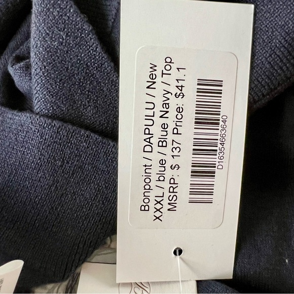 NWT Bonpoint Dapulu Navy Blue Short Sleeve Knit Sweater Pullover Top 3XL - Picture 6 of 7